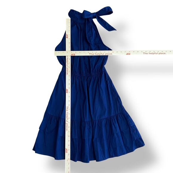 J.Crew Navy Blue Poplin Halter-Neck Mini Dress Size 2 Preppy, party,‎ casual - Picture 3 of 9